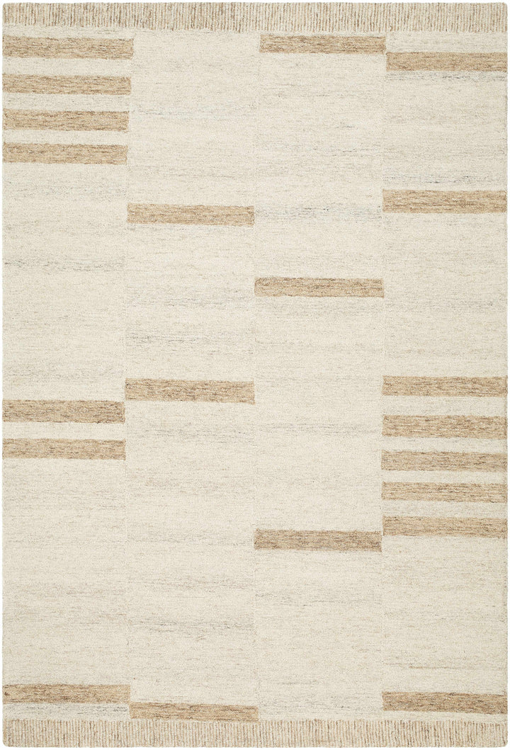 Max Modern Abstract Beige Hand Tufted Wool Area Rug