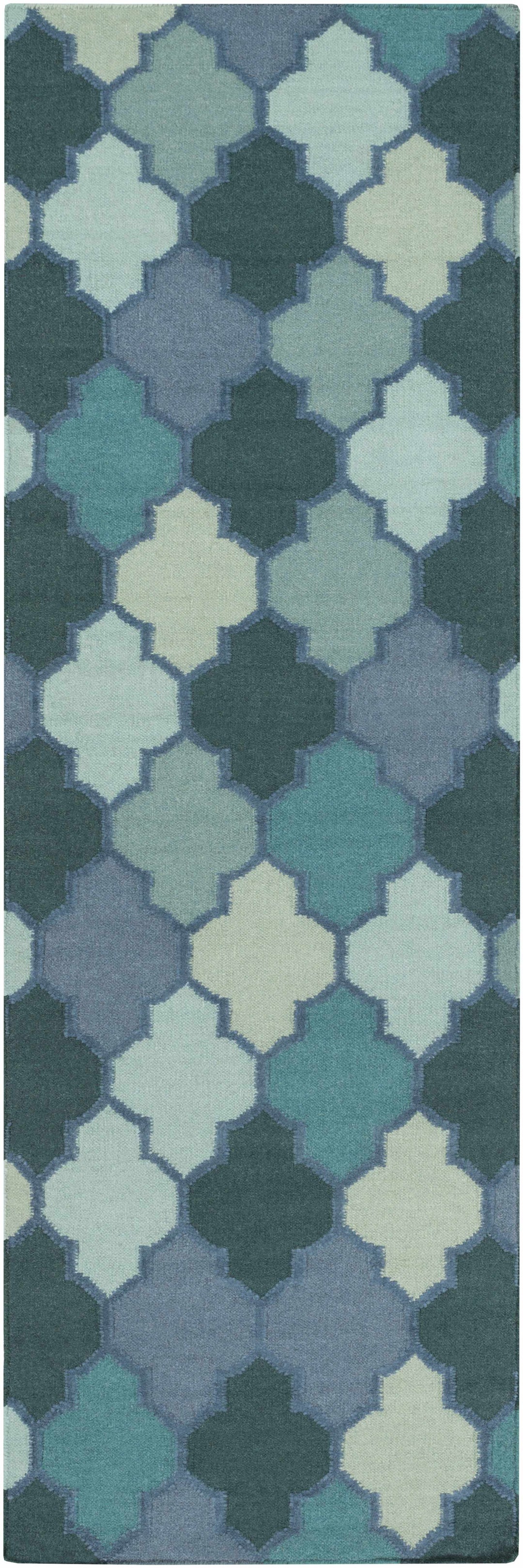 Node Modern Style Teal And Blue Hand Woven Area Rug