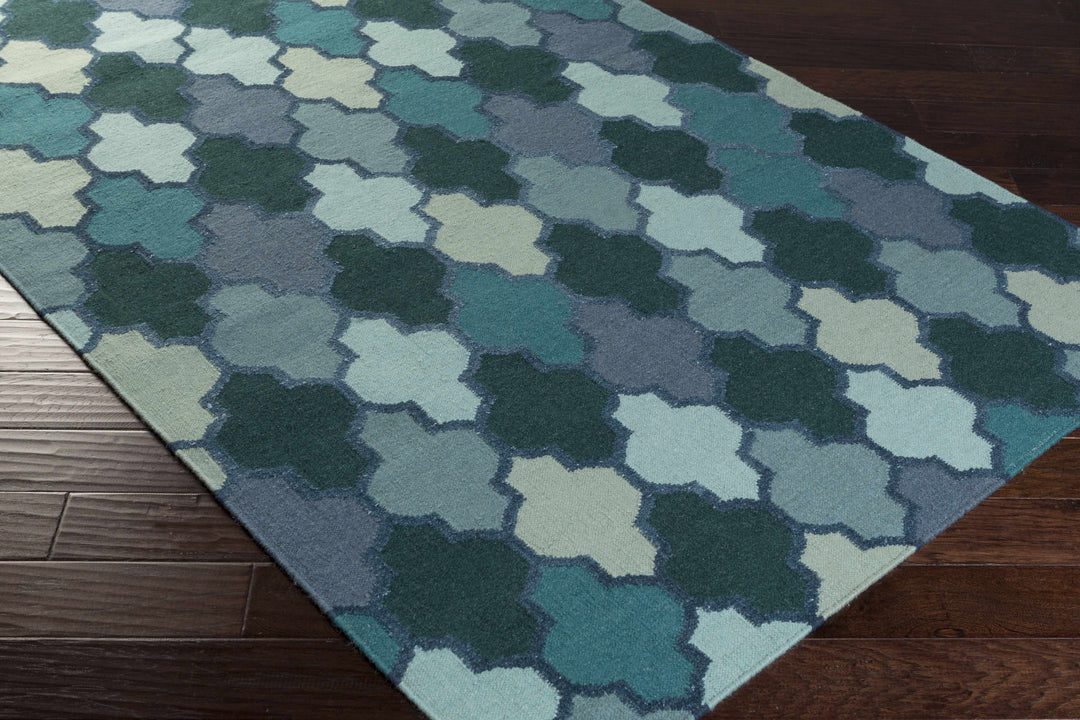 Node Modern Style Teal And Blue Hand Woven Area Rug