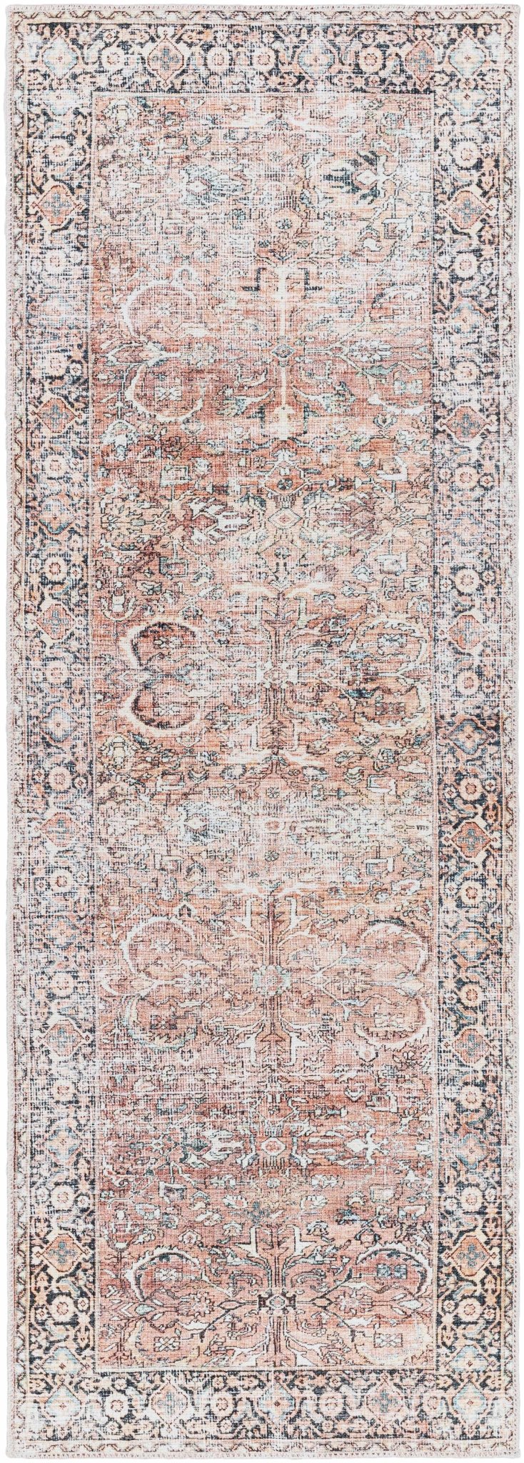 Noda Peach Vintage Style Washable Area Rug - The Rug Decor