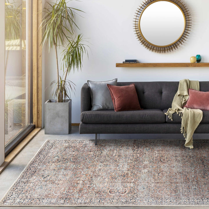 Noda Peach Vintage Style Washable Area Rug - The Rug Decor