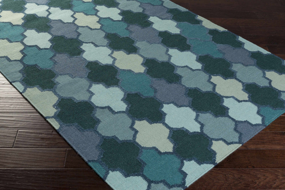 Node Modern Style Teal And Blue Hand Woven Area Rug - The Rug Decor