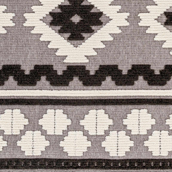 Noki Black & Gray Washable Textured Southwestern Rug - The Rug Decor