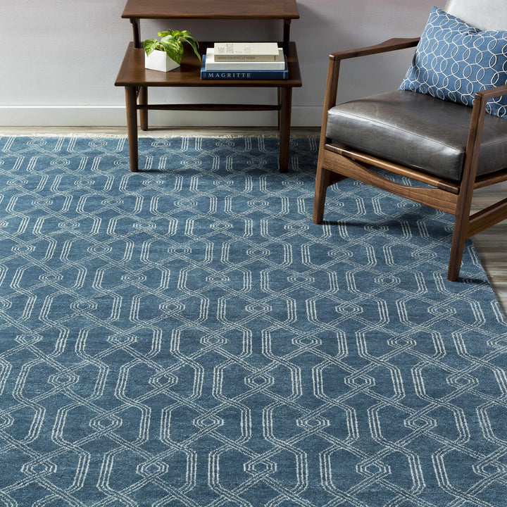 Nolensville Modern Geometrical Design Gray Hand Knotted Area Rug