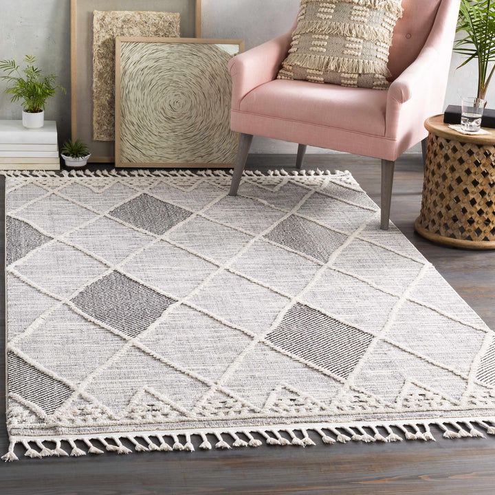 Norvelt Modern Style Gray And Black Area Rug