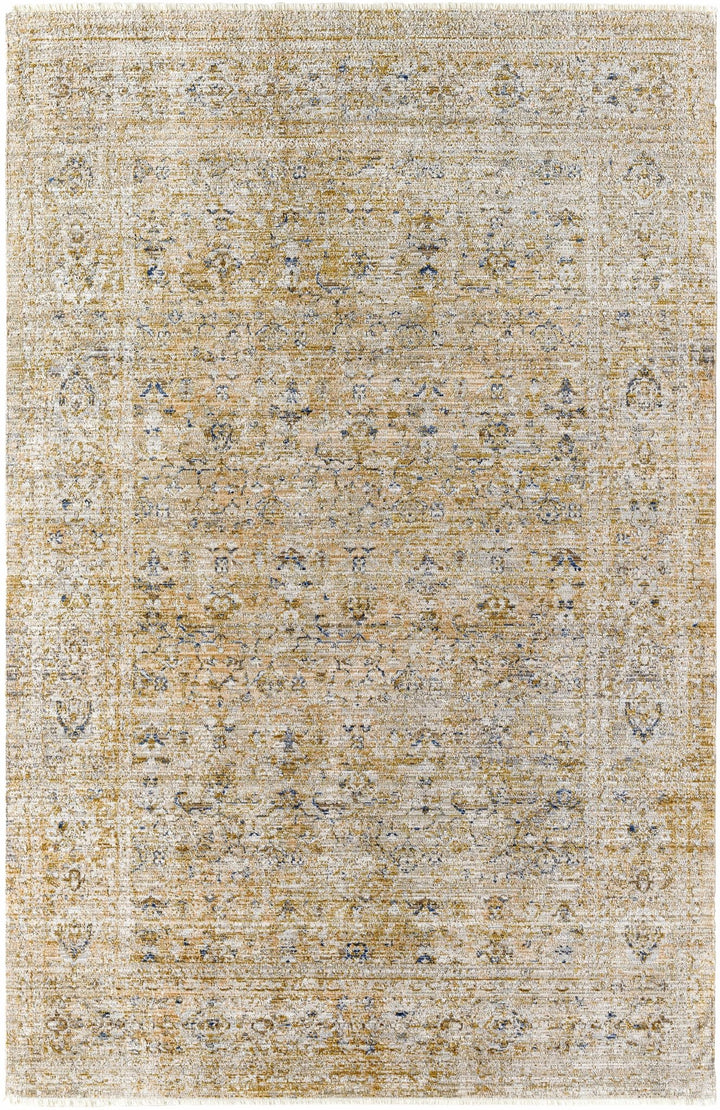 Noura Traditional Style Beige And Blue Washable Area Rug - The Rug Decor
