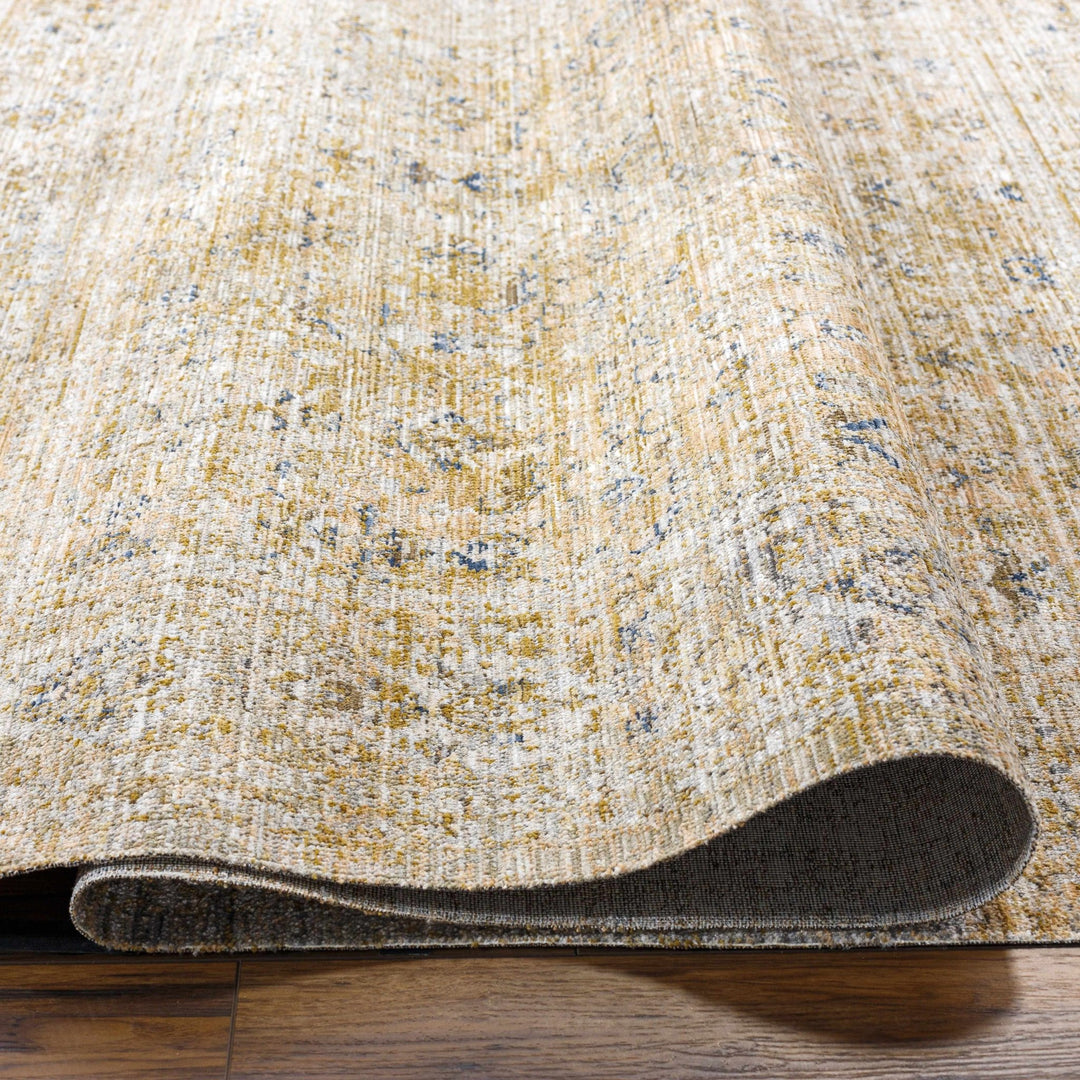 Noura Traditional Style Beige And Blue Washable Area Rug - The Rug Decor