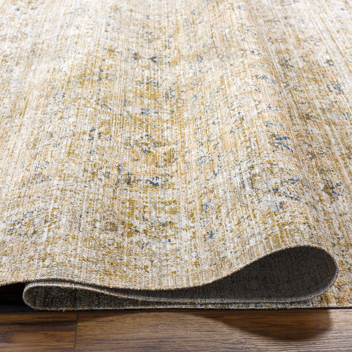 Noura Traditional Style Beige And Blue Washable Area Rug - The Rug Decor