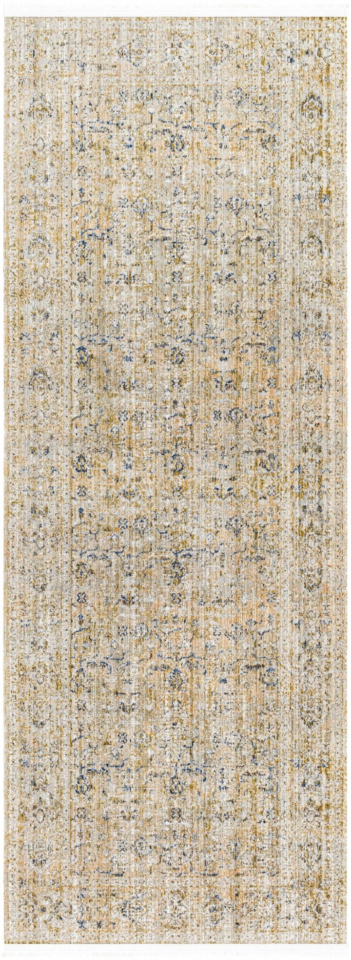 Noura Traditional Style Beige And Blue Washable Area Rug - The Rug Decor