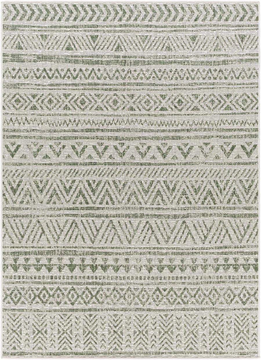Novato Modern Geometric Design Green Outdoor Rug - The Rug Decor