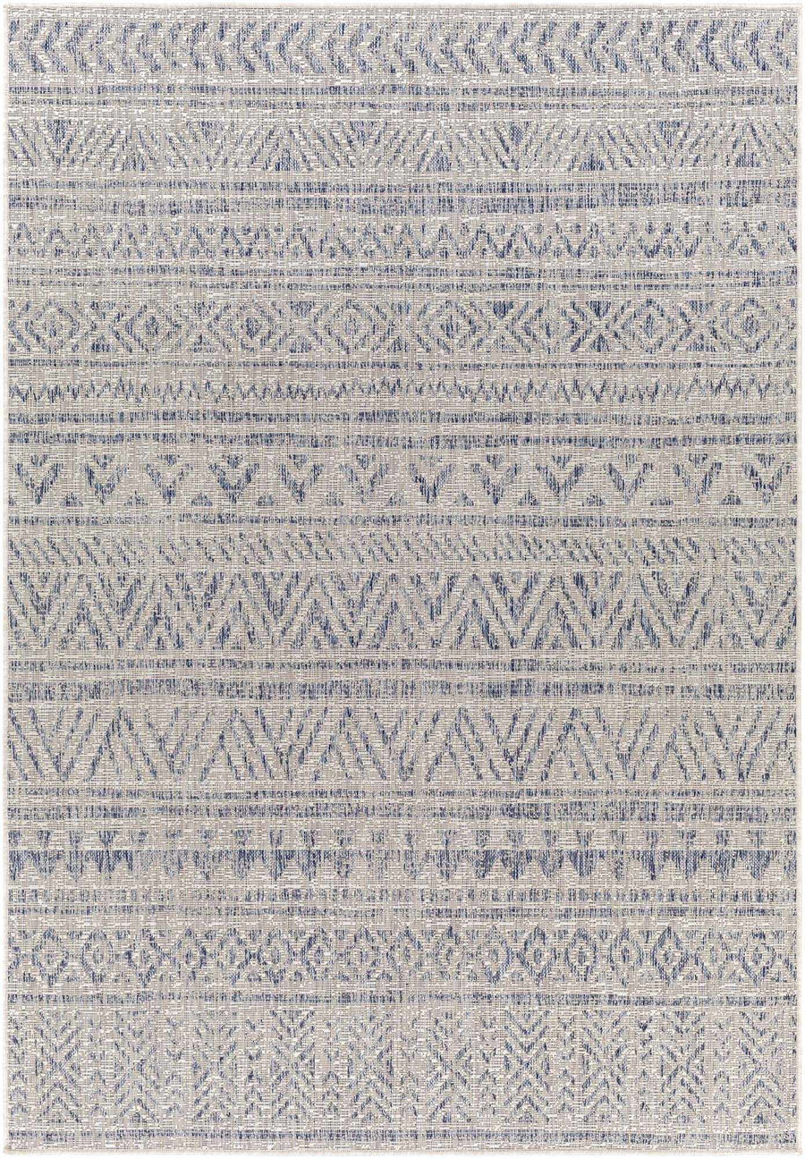 Novato Modern Tribal Design Blue And Gray Outdoor Rug - The Rug Decor