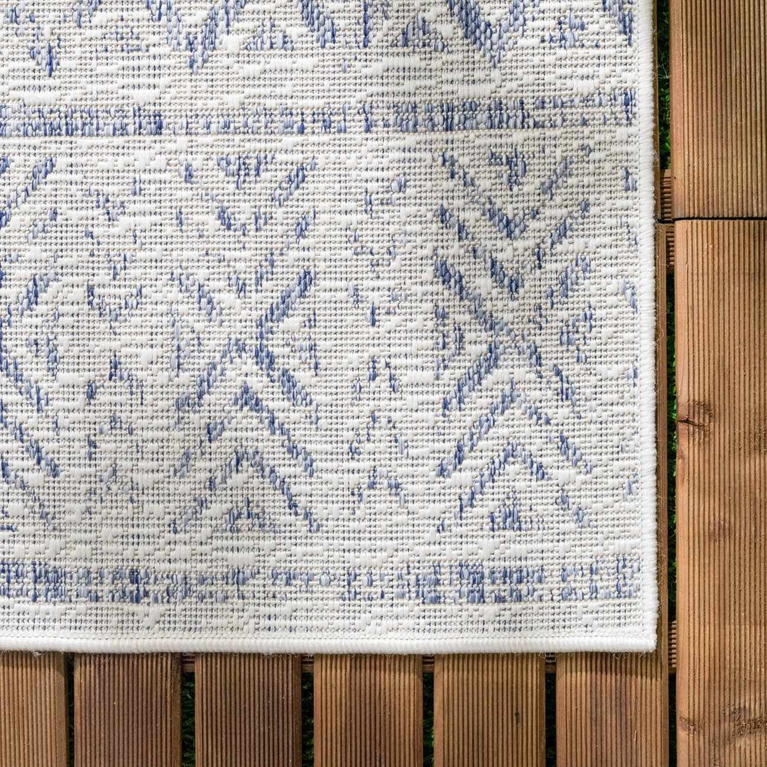 Novato Modern Tribal Design Blue And Gray Outdoor Rug - The Rug Decor