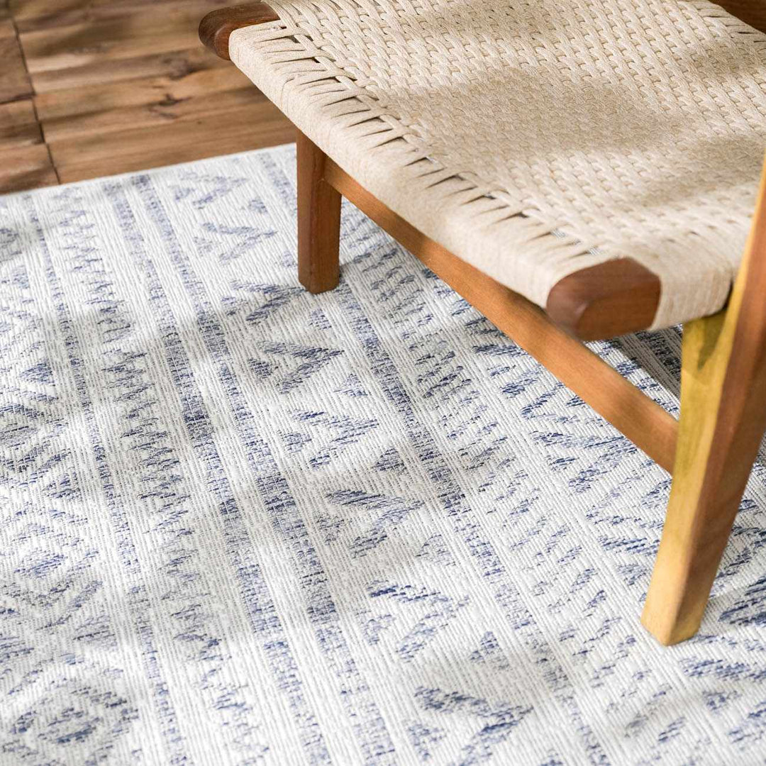 Novato Modern Tribal Design Blue And Gray Outdoor Rug - The Rug Decor
