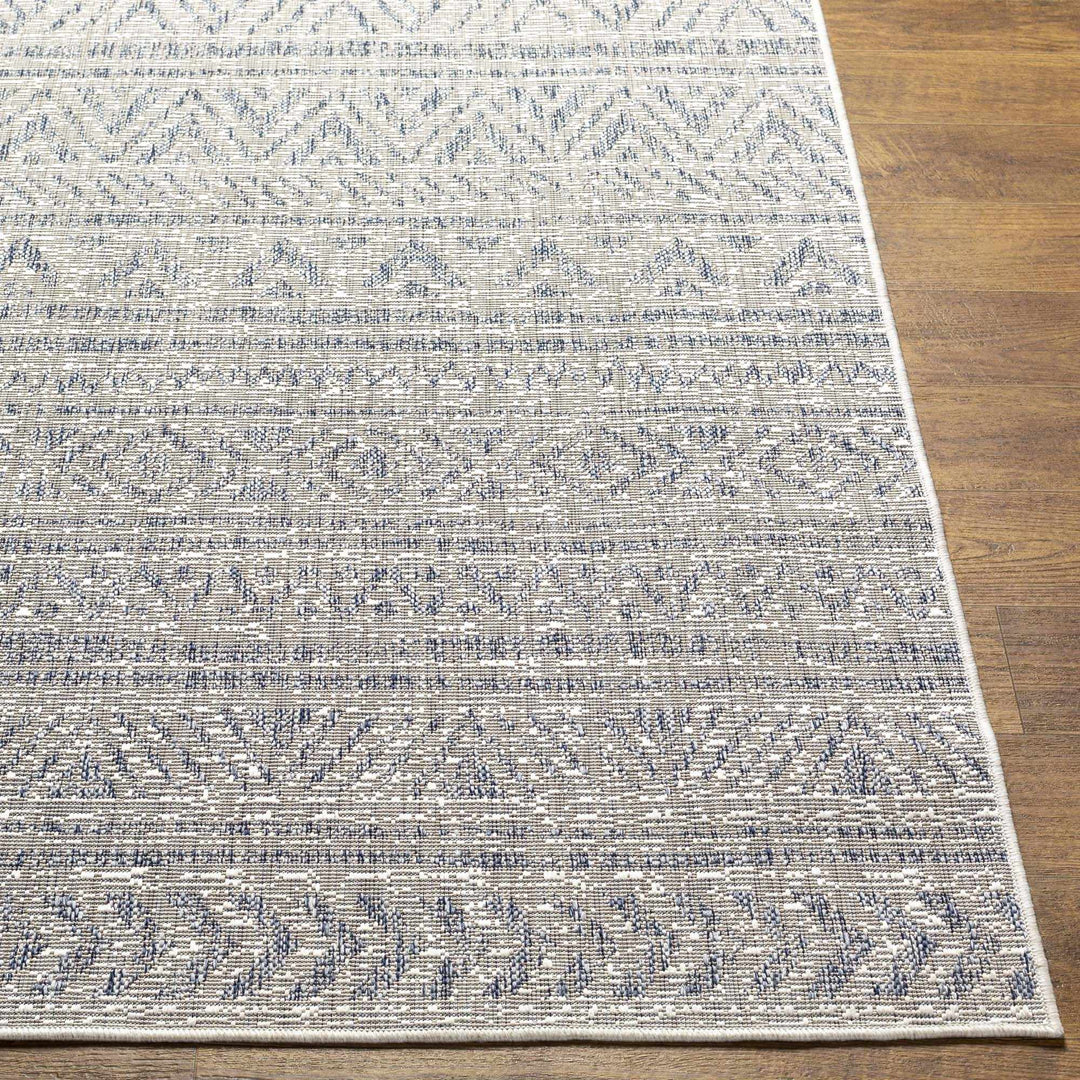Novato Modern Tribal Design Blue And Gray Outdoor Rug - The Rug Decor