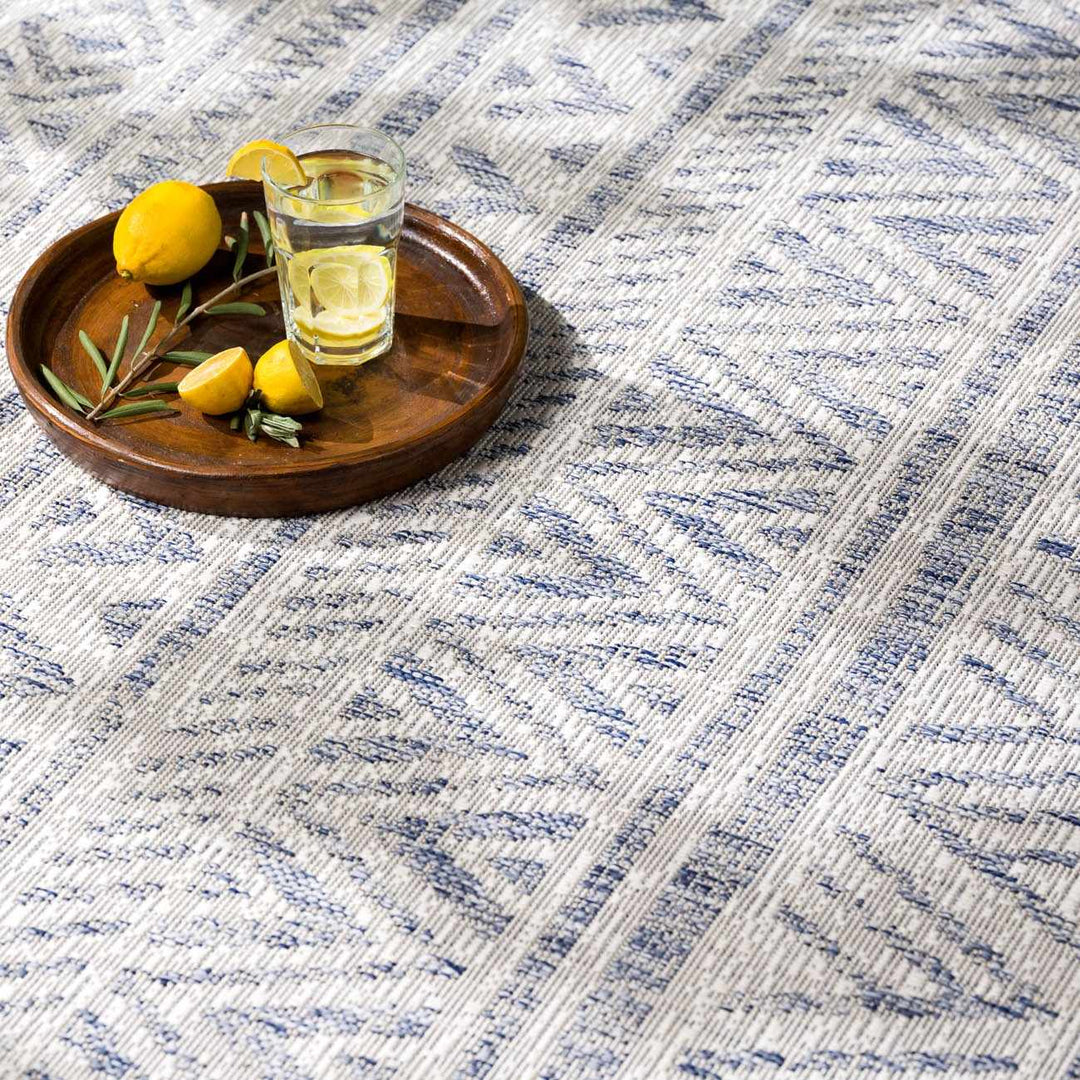 Novato Modern Tribal Design Blue And Gray Outdoor Rug - The Rug Decor