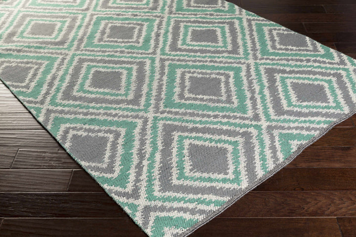 Northmoor Modern Gray And Green Hand Woven Wool Area Rug