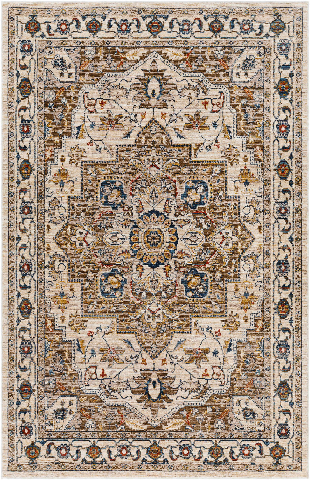 Anas Traditional Style Brown And Ivory Area Rug