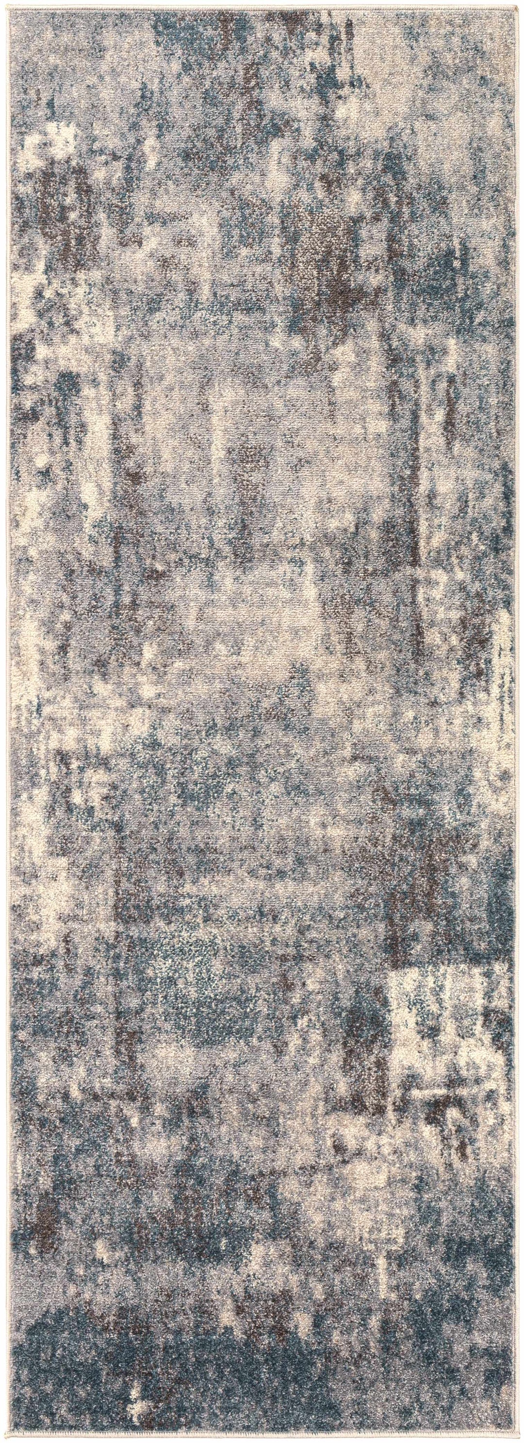 Netherfield Modern Abstract Design Gray And Blue Area Rug
