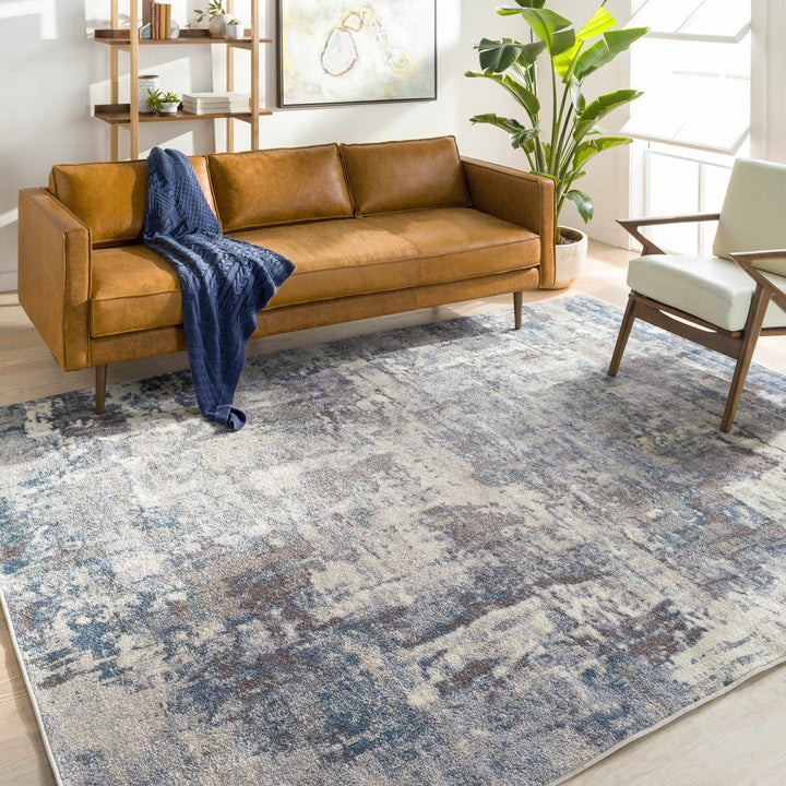 Netherfield Modern Abstract Design Gray And Blue Area Rug