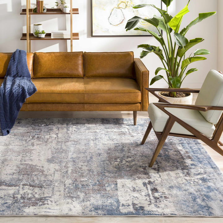 Netherfield Modern Abstract Design Gray And Blue Area Rug