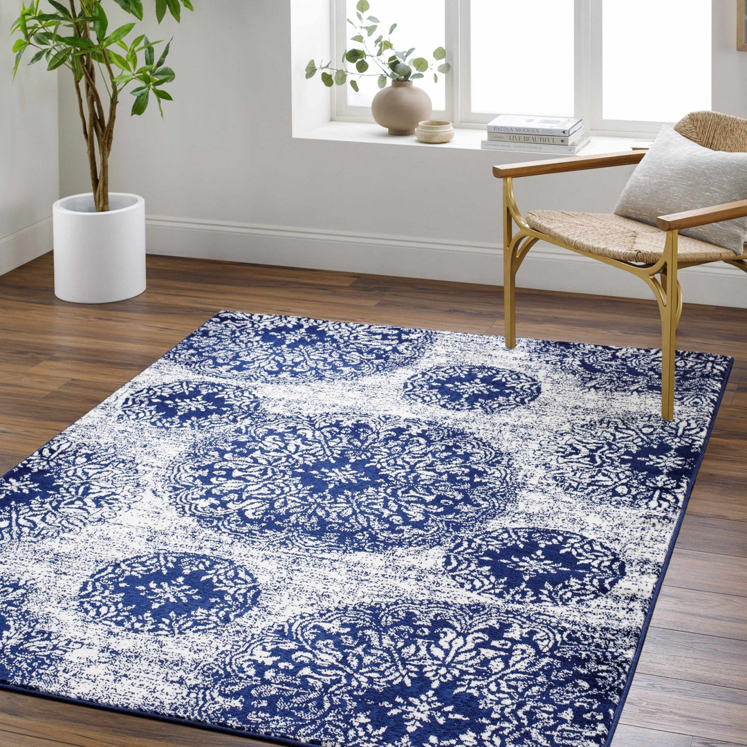 Nubia Blue And Ivory Traditional Style Area Rug - The Rug Decor