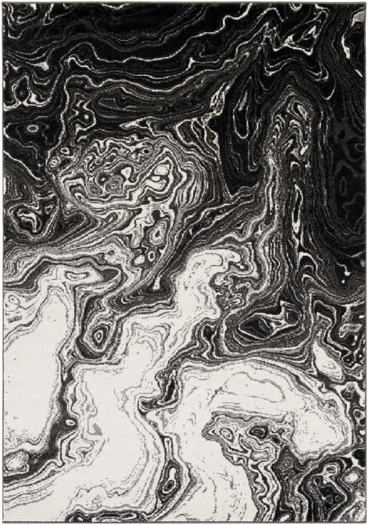 Nuevo Black And White Modern Abstract Design Area Rug