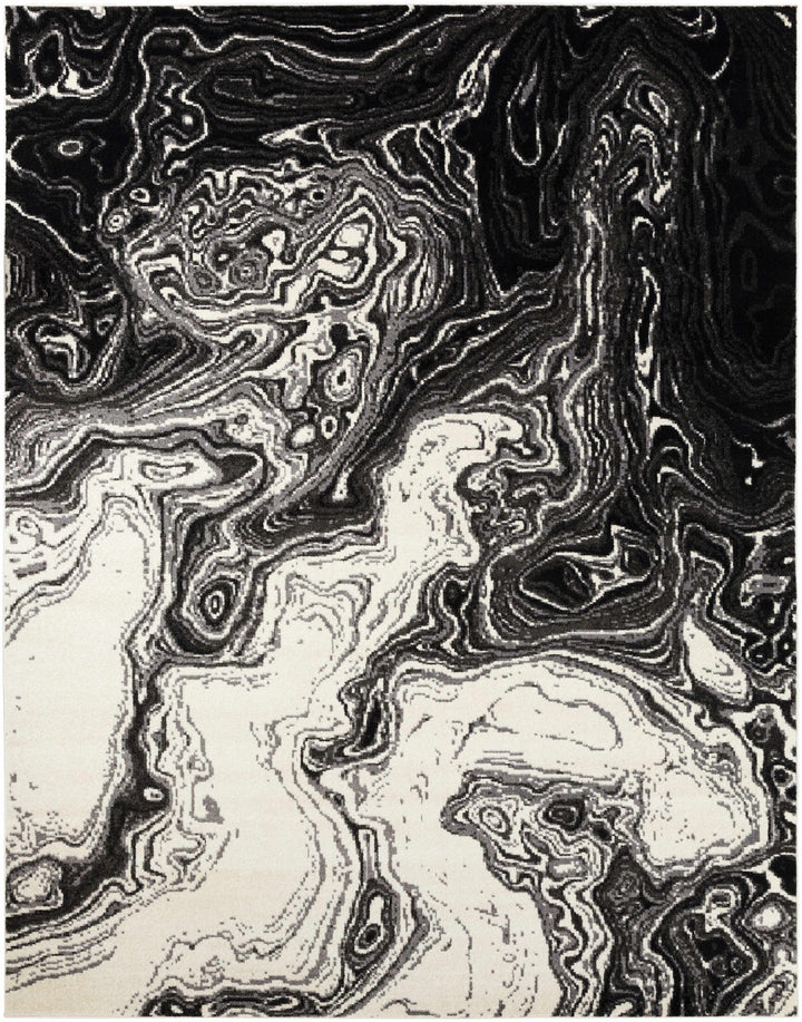 Nuevo Black And White Modern Abstract Design Area Rug