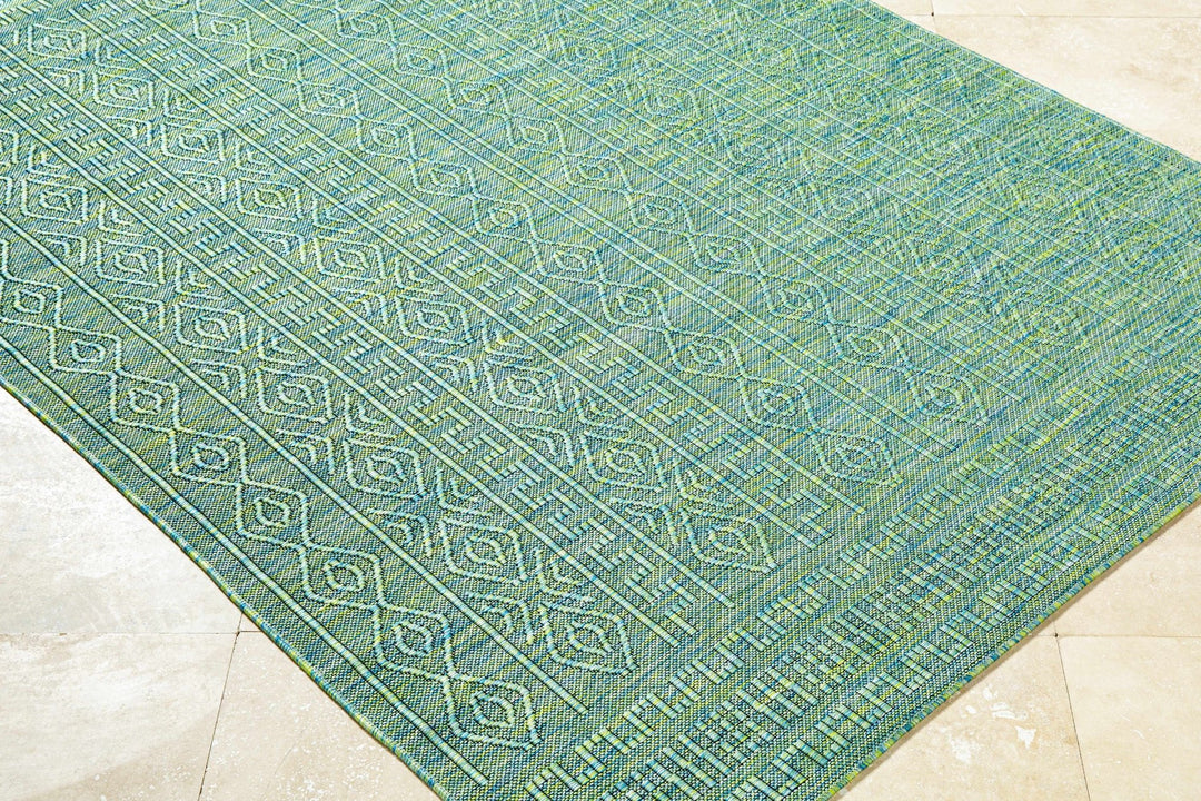 Nuela Bohemian Geometric Design Green Area Rug - The Rug Decor