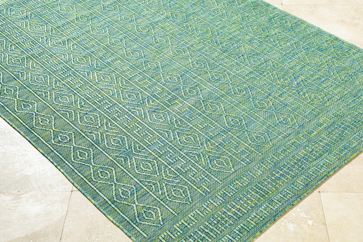 Nuela Bohemian Geometric Design Green Area Rug - The Rug Decor