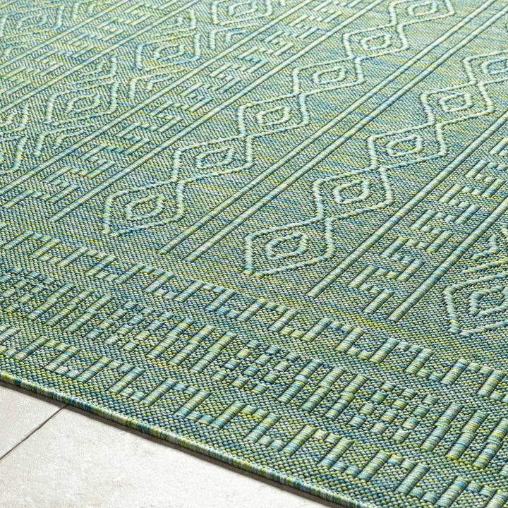 Nuela Bohemian Geometric Design Green Area Rug - The Rug Decor
