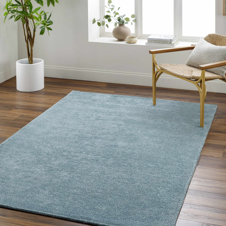 Nuray Modern Solid Design Blue Hand Tufted Wool Area Rug - The Rug Decor