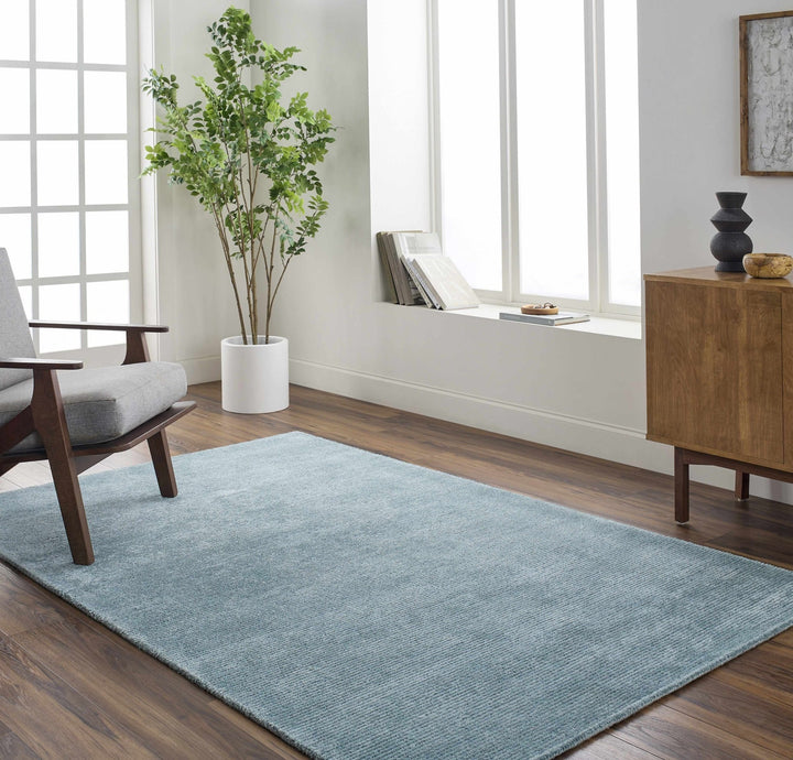 Nuray Modern Solid Design Blue Hand Tufted Wool Area Rug - The Rug Decor