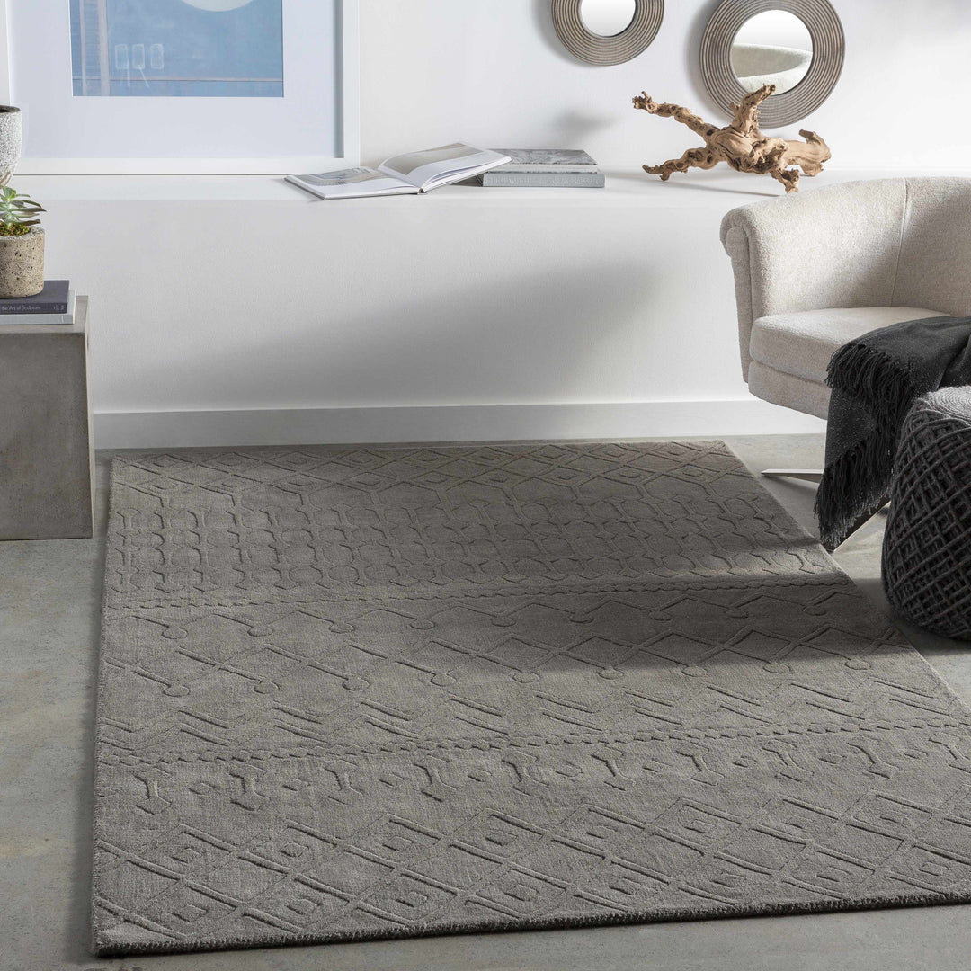 Newtonhill Charcoal Modern Style Hand Loom Area Rug