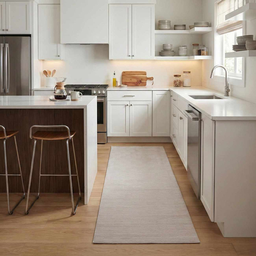 Kazuma White Contemporary Style Washable Area Rug