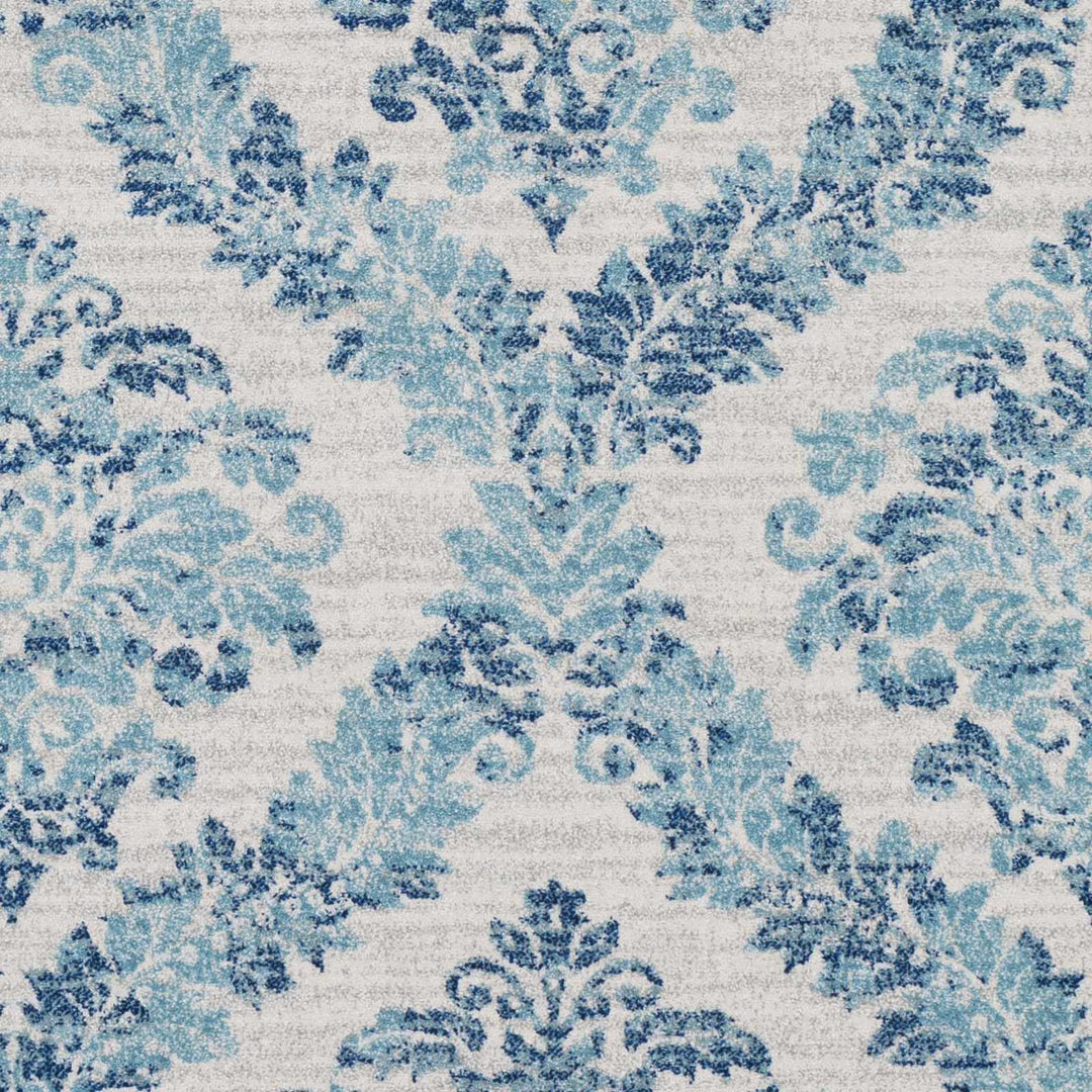 Oaklyn Modern Floral Design Teal And Ivory Area Rug