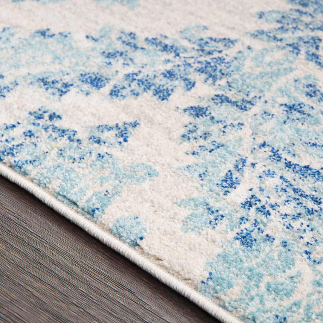 Oaklyn Modern Floral Design Teal And Ivory Area Rug