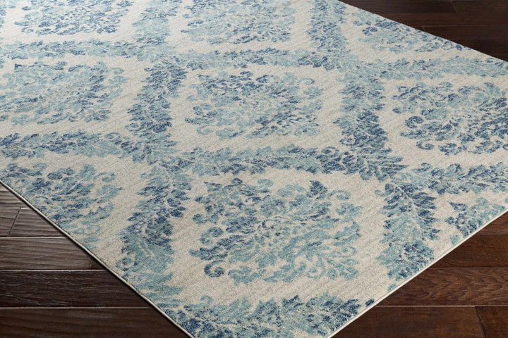 Oaklyn Modern Floral Design Teal And Ivory Area Rug - The Rug Decor