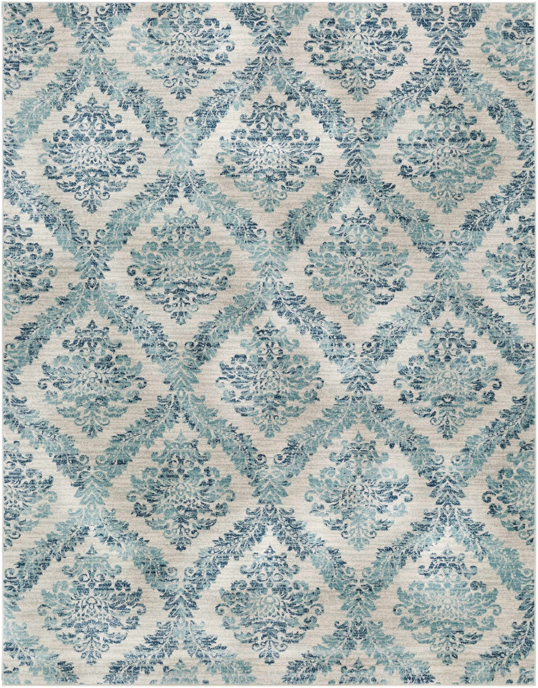 Oaklyn Modern Floral Design Teal And Ivory Area Rug - The Rug Decor