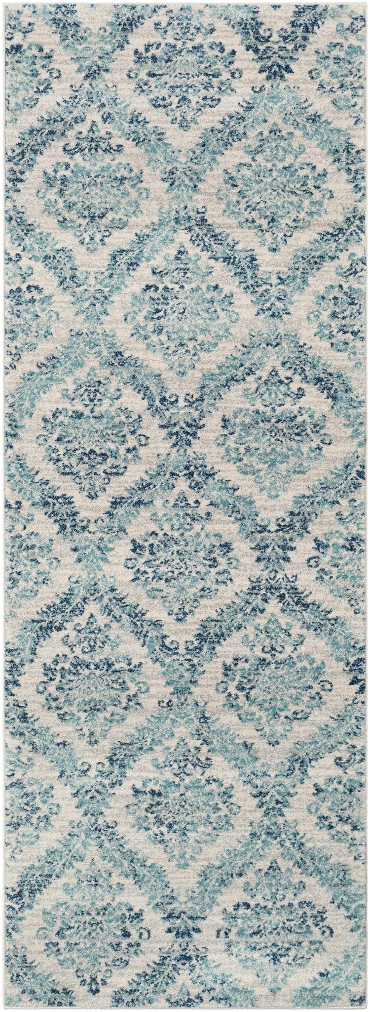 Oaklyn Modern Floral Design Teal And Ivory Area Rug - The Rug Decor