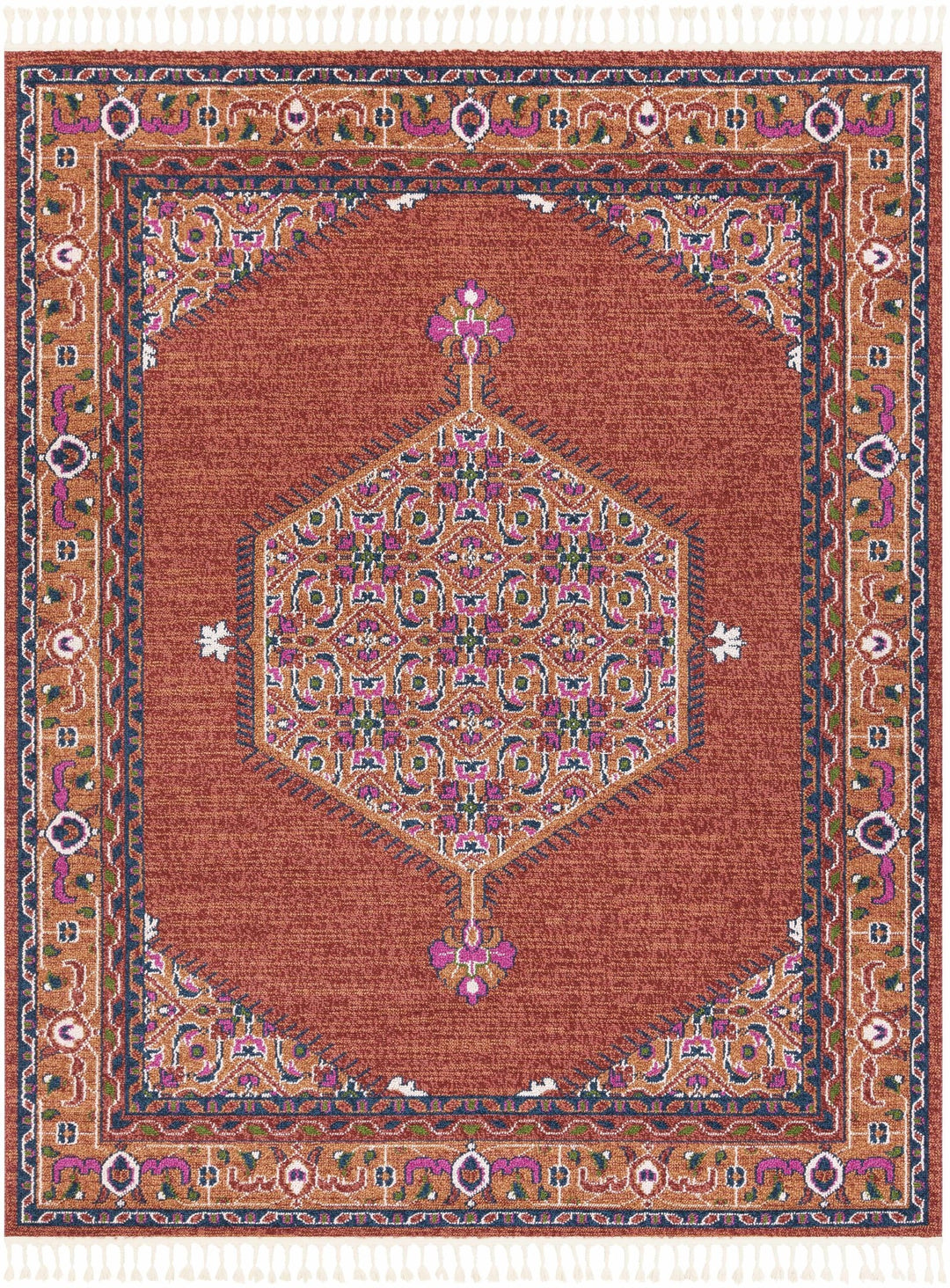 Oban Traditional Style Rust And Pink Area Rug - The Rug Decor