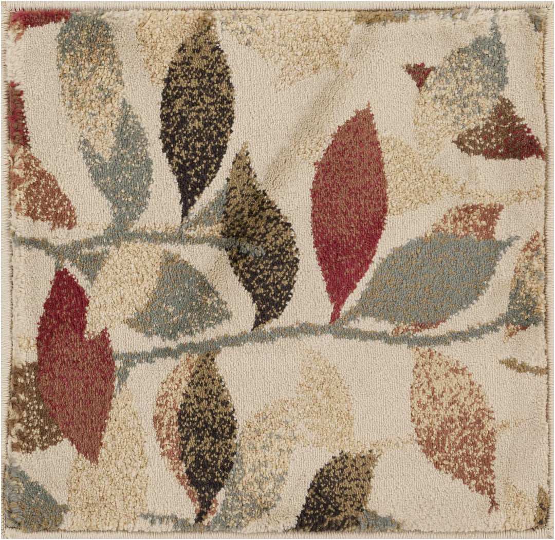 Ober Modern Leaf Pattern Beige And Brown Area Rug
