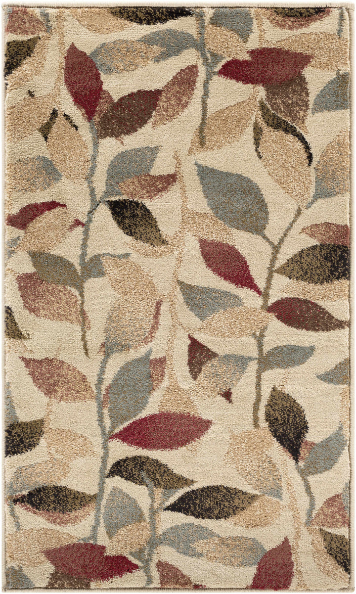 Ober Modern Leaf Pattern Beige And Brown Area Rug