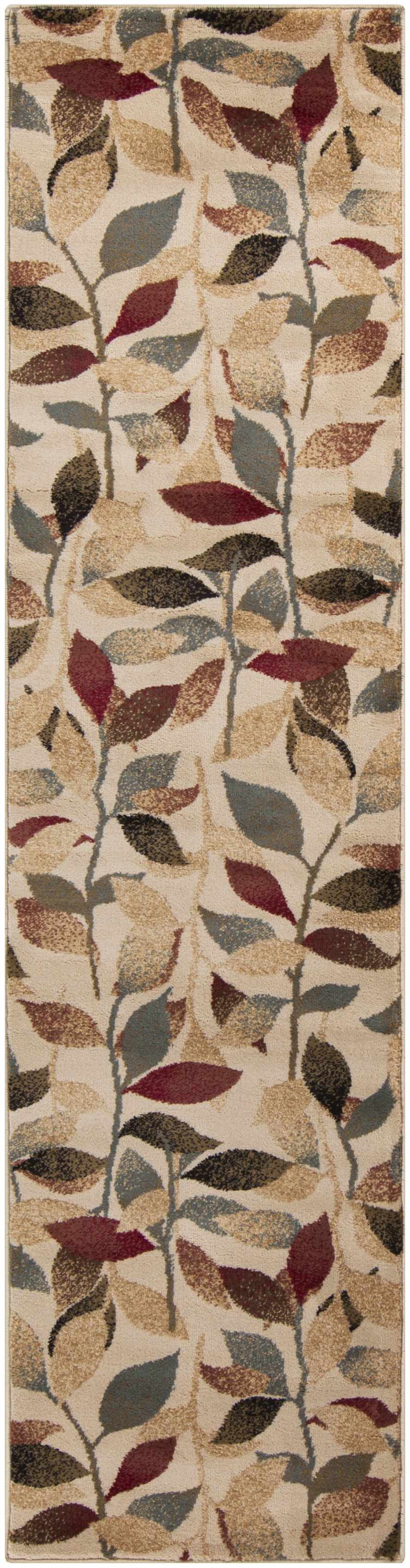 Ober Modern Leaf Pattern Beige And Brown Area Rug