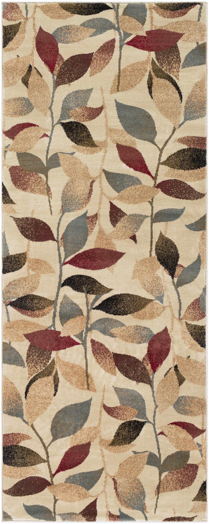 Ober Modern Leaf Pattern Beige And Brown Area Rug
