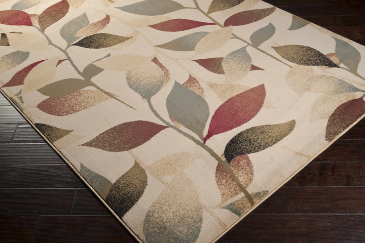 Ober Modern Leaf Pattern Beige And Brown Area Rug
