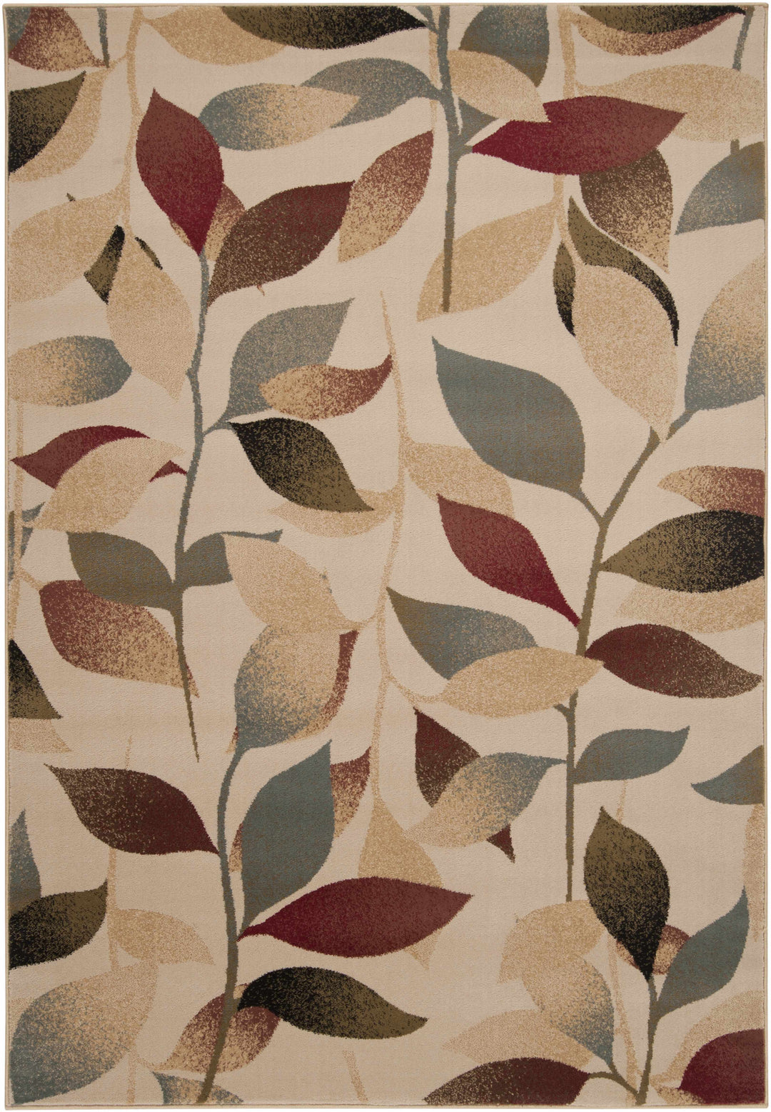 Ober Modern Leaf Pattern Beige And Brown Area Rug