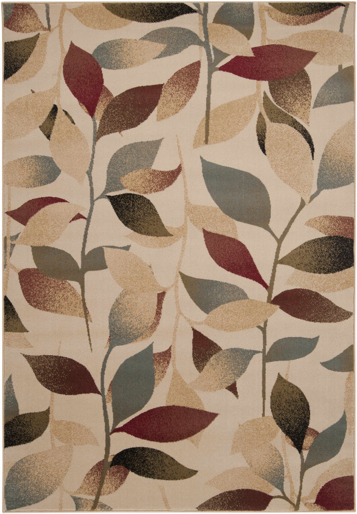 Ober Modern Leaf Pattern Beige And Brown Area Rug