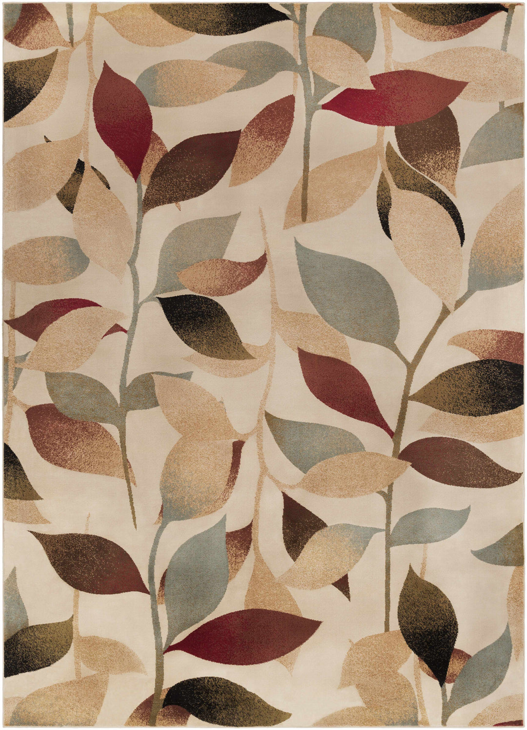 Ober Modern Leaf Pattern Beige And Brown Area Rug