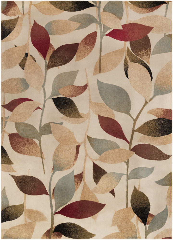 Ober Modern Leaf Pattern Beige And Brown Area Rug