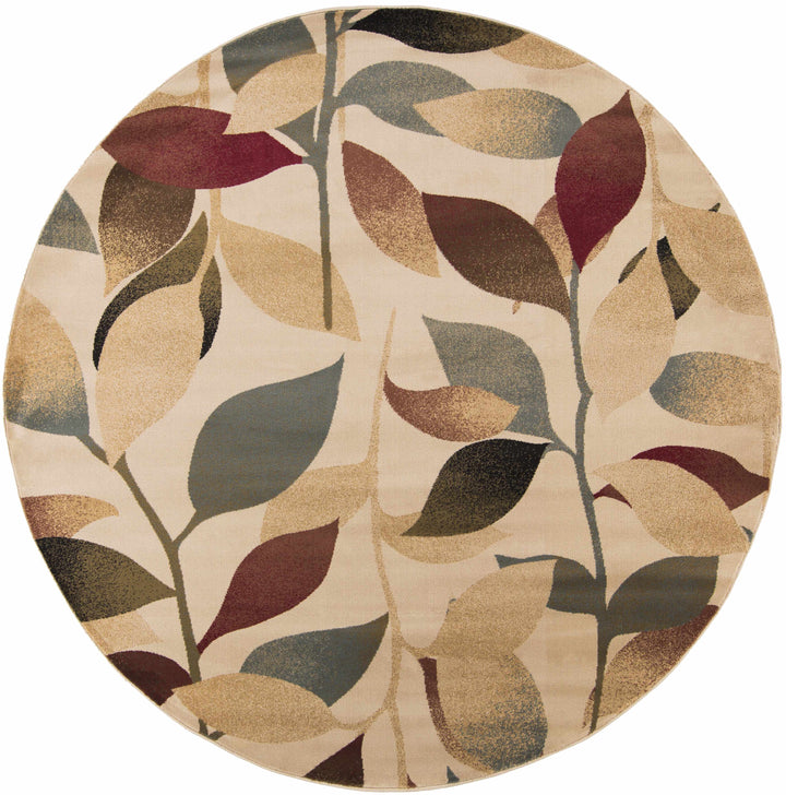 Ober Modern Leaf Pattern Beige And Brown Area Rug